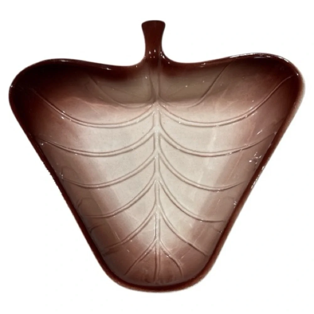 Vintage MCM Valley Vista #702 Calif USA Pottery Bowl Leaf Shaped Brown Set of 5